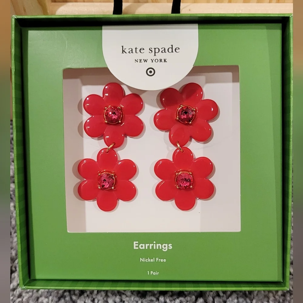 Kate Spade x Target Red Flower Earrings NWT